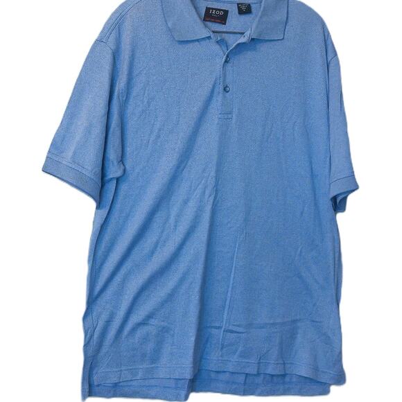 Izod Golf Polo Shirt Blue 1/4 Button Cotton Cool FX Size Medium - Picture 1 of 8